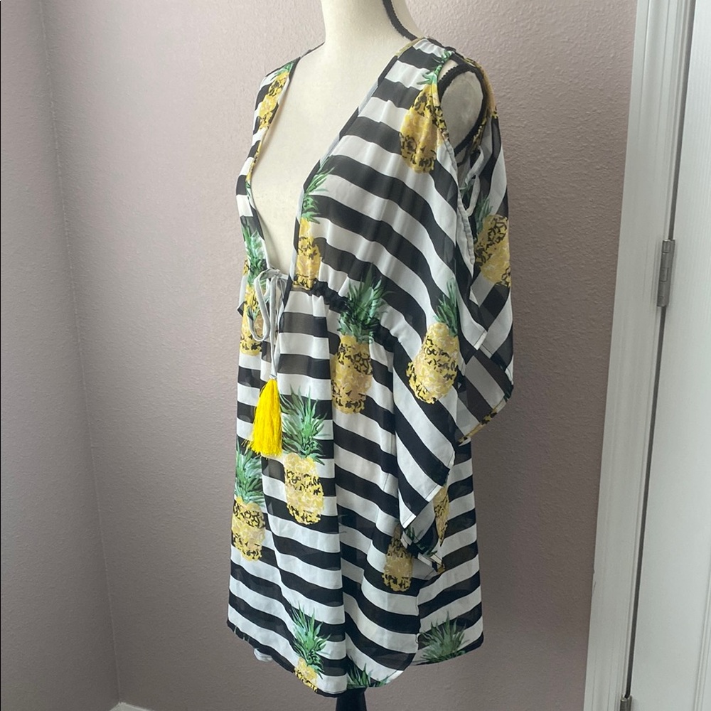 Striped Pineapple Print Swim Coverup - Picture 7 of 8